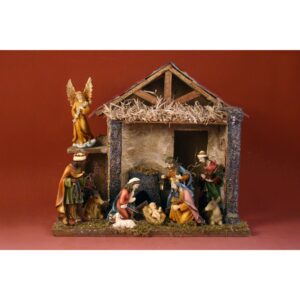 Pesebre con establo y musica - Figuras de 15 cm. - 38 x 20 x 35 cm., SANTINI, 0507