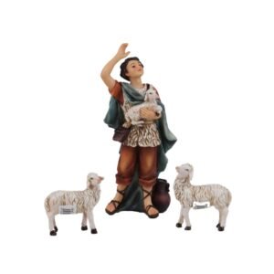 Aldeanos pastor con ovejas - 3 PZ - 15 cm., SANTINI, 0928